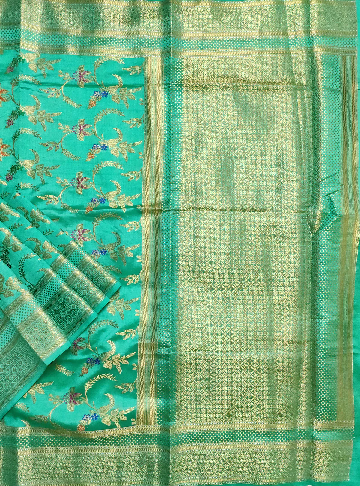 Teal_Muga_Chiniya_silk_Banarasi_saree_with_meenedar_flower_jaal_1_Main_600x@2x